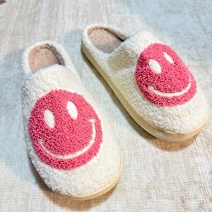 Cozy Pink Smiley Slip-On Slippers